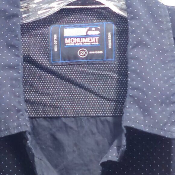 Monument Men’s Navy Polka Dot Short-Sleeve Button-Up Shirt 2X - Picture 7 of 14